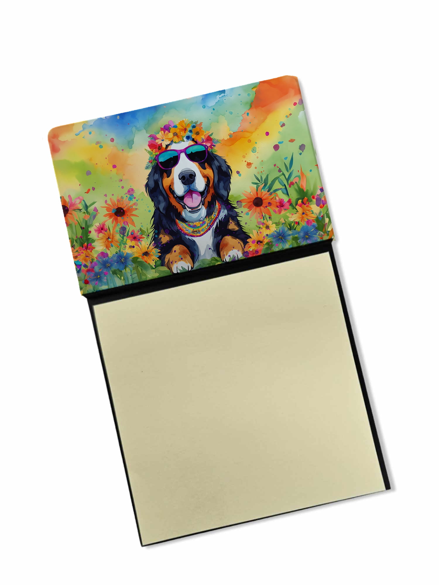 English Bulldog Hippie Dawg Sticky Note Holder 3.25 in x 5.25 in