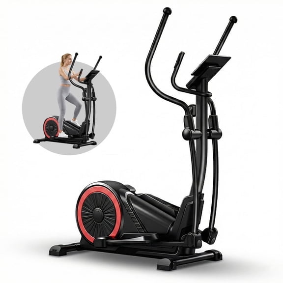 LEZEE 16-Level Magnetic Elliptical Machine for Home – 15.5" Stride, Heart Rate Grips, Quiet Cardio Trainer