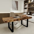 thumbnail image 3 of MDQMD 78.7" Extendable Dining Table for 6-10 People Modern Farmhouse Expandable Conference Table with Deep Rustic Brown Finish Space-Saving Particle Board Kitchen Table, 3 of 11