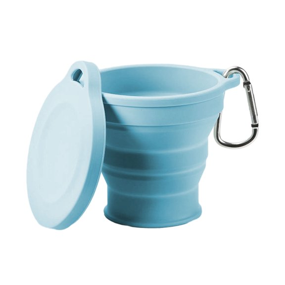 Portable Silicone Foldable Cup with Carabiner Heat Resistant Collapsible Cups