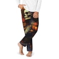 thumbnail image 2 of Wukai Vintage Floral Skull Print Teenagers' Pajama Pant Sleep Pajama Lounge Pant PJ Bottoms with Pockets and Button Fly(Available in Big & Tall)-Large, 2 of 6