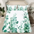 thumbnail image 2 of jejeloiu Country Leaf Twin Sheet Sets,Green White Twin Fitted Sheet,Tropical Botanical Leaves Flat Sheet For Child,Breathable Home Decor,3pcs, 2 of 7