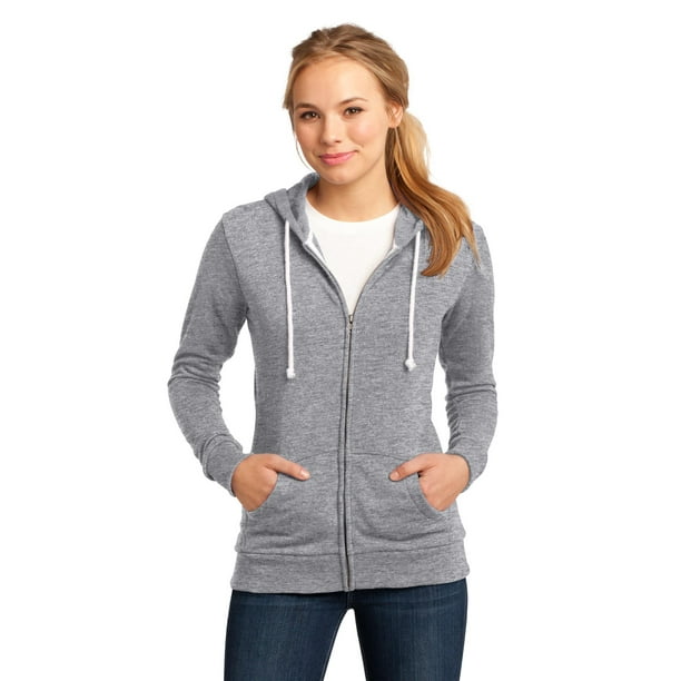 District - Juniors Core Fleece Full-Zip Hoodie DT290 XL Athletic Heather Distrito DT290