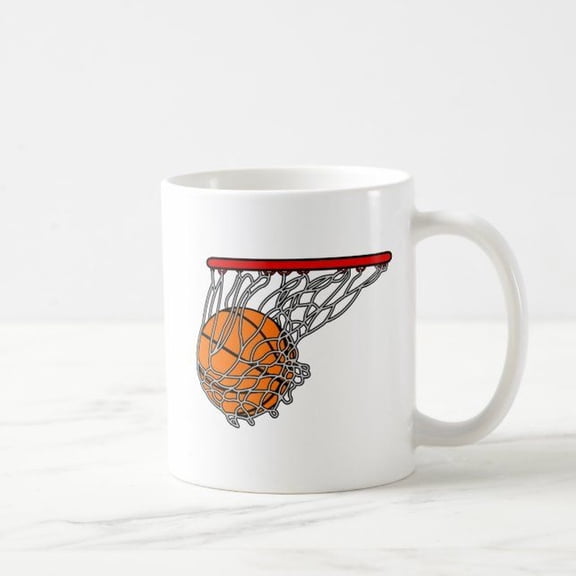 Basketball in hoop coffee mug