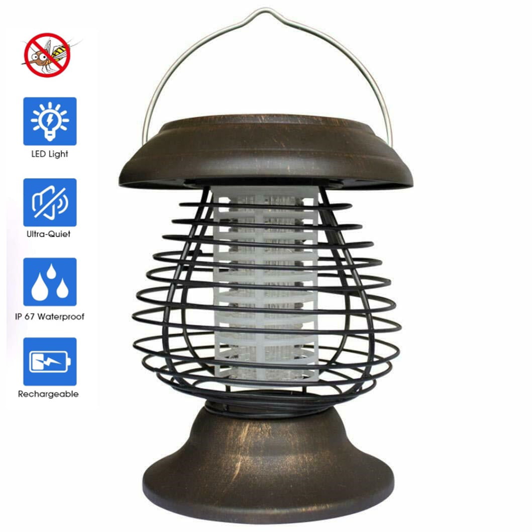 Solar Powered LED Light Pest Bug Insect Zapper Mosquito Killer Lamp Garden Lawn 