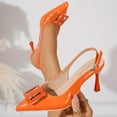 thumbnail image 5 of HaiMao Women Slingback Heels Low Kitten Heel Closed Toe Dress Shoes Elegant Wedding office Pumps Orange 9(42), 5 of 9