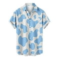 thumbnail image 2 of WXLWZYWL Plus Size Hawaiian Shirt for Men Clearance Men' s Fashion Vacation Black White Cow Short Sleeve Button Down Loose-Fit Beach Casual Loose Shirts with Pocket Blue XL, 2 of 5