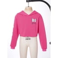 thumbnail image 4 of TiaoBug Kids Girls Teens Hooded Cropped Long Sleeve Sweatshirt Pullover Causal Loose Blouse Shirt Tops Rose 16, 4 of 7