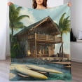 thumbnail image 4 of Manta súper suave con diseño de tablas de surf y árboles tropicales en la playa, manta navideña de franela de microfibra para sofá cama, mullida y cálida de 50 x 60 pulgadas, 4 of 8