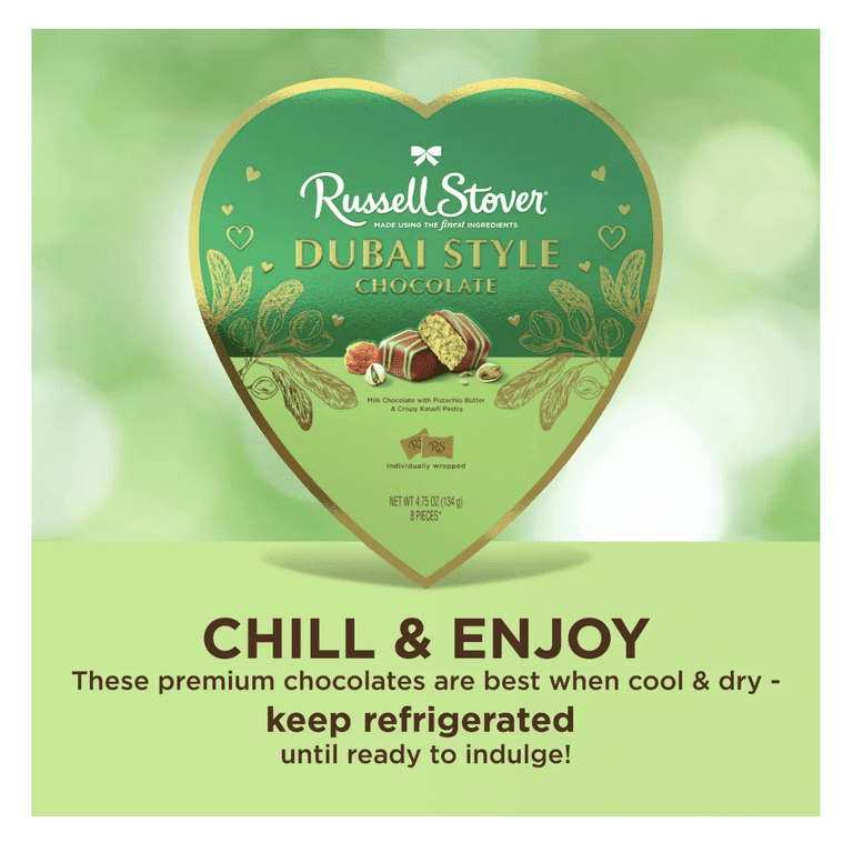 Russell Stover Dubai Style Chocolate Heart Gift Box, 8 Pieces