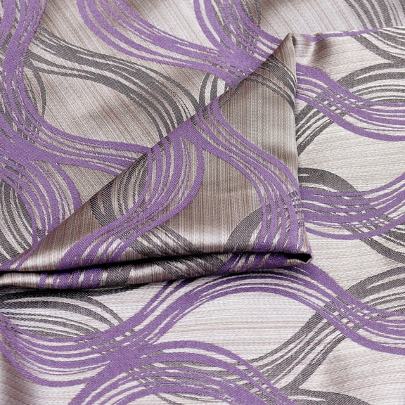 Fabric Mart Direct Purple Jacquard Fabric By The Yard, 48 inches or 122 cm width, 1 Yard Purple Jacquard Fabric, Stripes Swirls, Designer Upholstery Curtain Wholesale Fabric