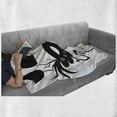 thumbnail image 6 of Mardi Gras Soft Flannel Fleece Throw Blanket, Classical with Flowers Feathers Calligraphy Star Silhouettes, Cozy Plush for Indoor and Outdoor Use, 70" x 90", Black and White, by Ambesonne, 6 of 6