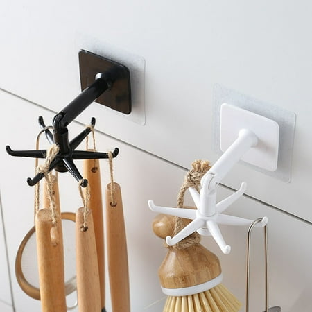 

Bescita Kitchen Gadget Accessories Bathroom Hook Wall-Mounted 360° Rotating 2Pcs