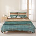 thumbnail image 3 of Queen Quilt Set 90''x96'', Farmhouse Teal Brown Lightweight Summer Bedspread Coverlet Set with 2 Pillow Shams, Vintage Retro Wooden Breathable All Season Quilt Bedding for Bedroom/Guest Room, 3 of 9