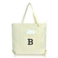 thumbnail image 4 of DALIX Initial Tote Bag Personalized Monogram Natural Zippered Top Letter - B, 4 of 7