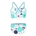 thumbnail image 2 of iEFiEL Little Girls Swimwear Tropical Holiday Bathing Suit Flounce Top with Briefs Set Floral Mint Green S, 2 of 3