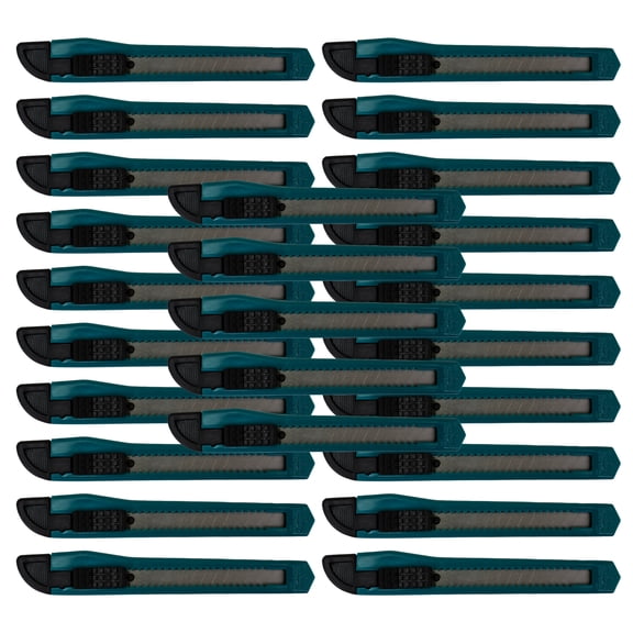 MotoProducts 25 Turquoise Blue Small Retractable Utility Knife Wholesale 5 inch Manual Lock Box Cutter Snap Off Blade