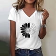 thumbnail image 2 of XIAONU Sunflower Butterfly Print T Shirt for Women Short Sleeve V Neck Daily Casual Tees, 2 of 4