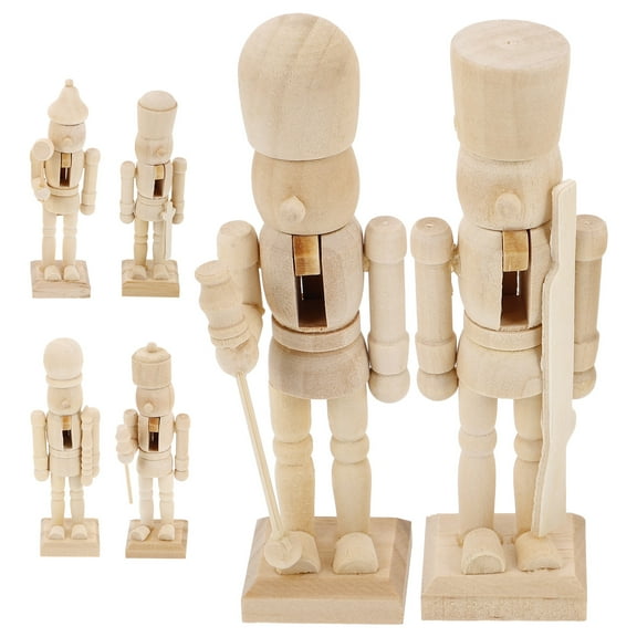 LEORX Toy Soldier Nutcracker 6Pcs Beige Wooden Christmas Decoration for Children