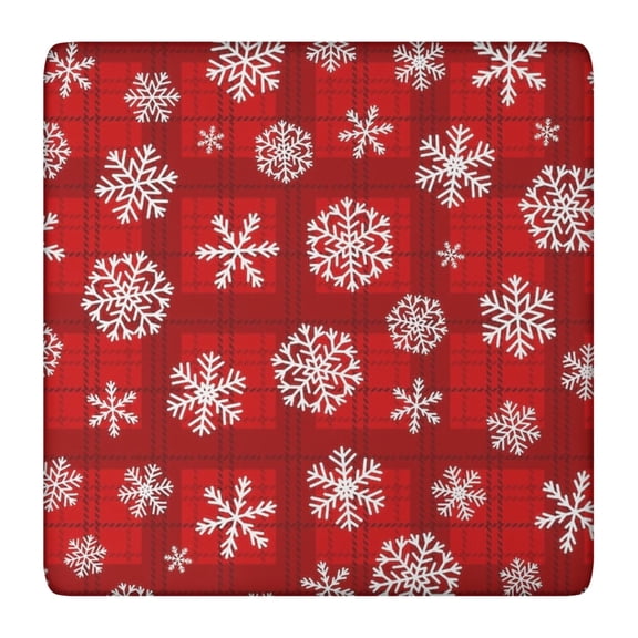Decorative Stretch Christmas Tablecloth 36x36 Inch Square, Elastic Hem Spandex Material Ensures a Flat Fit on Tables for Christmas Day Festivities