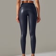 thumbnail image 4 of Women's High Waist Leather Pants Solid Skinny Trousers Plus Size Casual Bottom Pant, 4 of 7