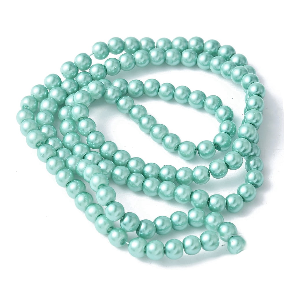 Baking Painted Pearlized Glass Pearl Round Bead Strands Turquoise 6mm Hole: 1.2mm about 147pcs/strand 31.10''(79cm)