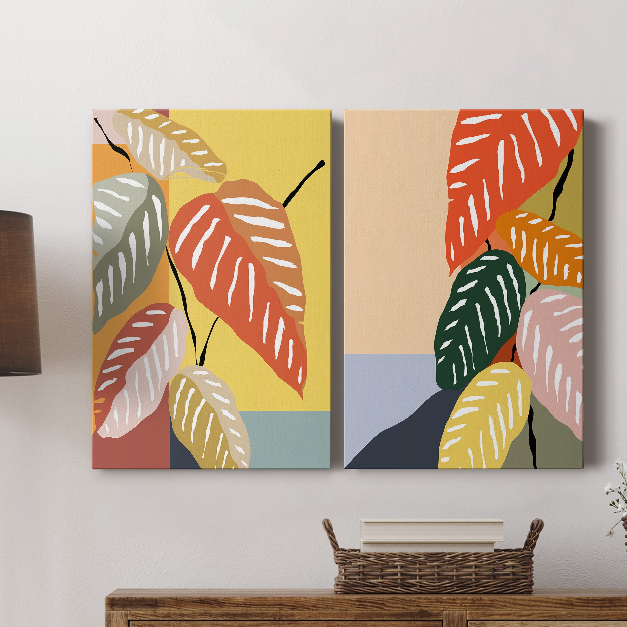 Tropical Plant I Premium Gallery Wrapped Canvas - Ready to Hang - Set of 2 - 8 x 12 Each