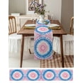 thumbnail image 3 of Pink Blue Ombre Table Runner 70 Inches, Modern Boho Ethnic Tie Dye Geometric Bed Runner Dresser Scarves Tabletop for Indoor Outdoor Parties/Ceremony/Banquet, 13" x 70", 3 of 8