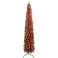 thumbnail image 1 of 9ft Green Pencil Christmas Tree with 350 LED Lights & Remote - DIY Colourful Holiday Decor for Living Room & Entryway - Hinged Branches, Daily Timer, 1 of 7