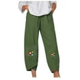 thumbnail image 1 of VEKDONE Pantalon Long en Lin pour Femmes Vert TTG, 1 of 5