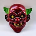 thumbnail image 2 of Máscara Scary Jingle Clown de PVC, cara completa con orejas verdes, adulto, 2 of 2