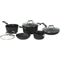 THE ROCK by Starfrit 8-Piece Non-Stick Aluminum Cookware Set with Bakelite Handles, Black, 030930-001-0000