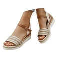 thumbnail image 2 of EliteGoogv Womens Sandals Platform Wedge Sandals For Women Summer Casual Walking Shoes Comfortable Heeled Sandals Travel Beach Vacation Shoes US: 10.5 Gold, 2 of 8