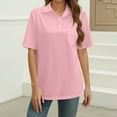 thumbnail image 4 of WTOBBY Women's Modern Button-Down Shirt with Chest Pocket, Casual Short Sleeve Solid Color Blouse for Business Casual Attire,Pink S, 4 of 4