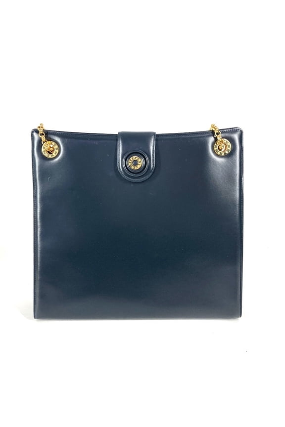 Pre-Owned TIFFANY&Co. Tiffany Round Logo Big Bag W Chain Tote Shoulder Leather... (Fair)