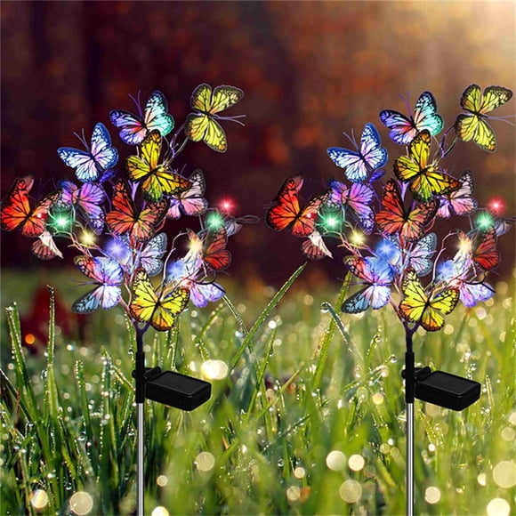 pstuiky Lámpara de pie decorativa para jardín con forma de mariposa solar
