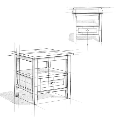 Simpli Home - Warm Shaker SOLID WOOD 20 inch Wide Rectangle Transitional End Side Table in Distressed Grey - Distressed Gray