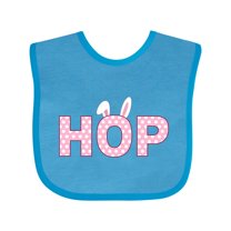 Inktastic Hop Bunny Ears in Pink Boys or Girls Baby Bib