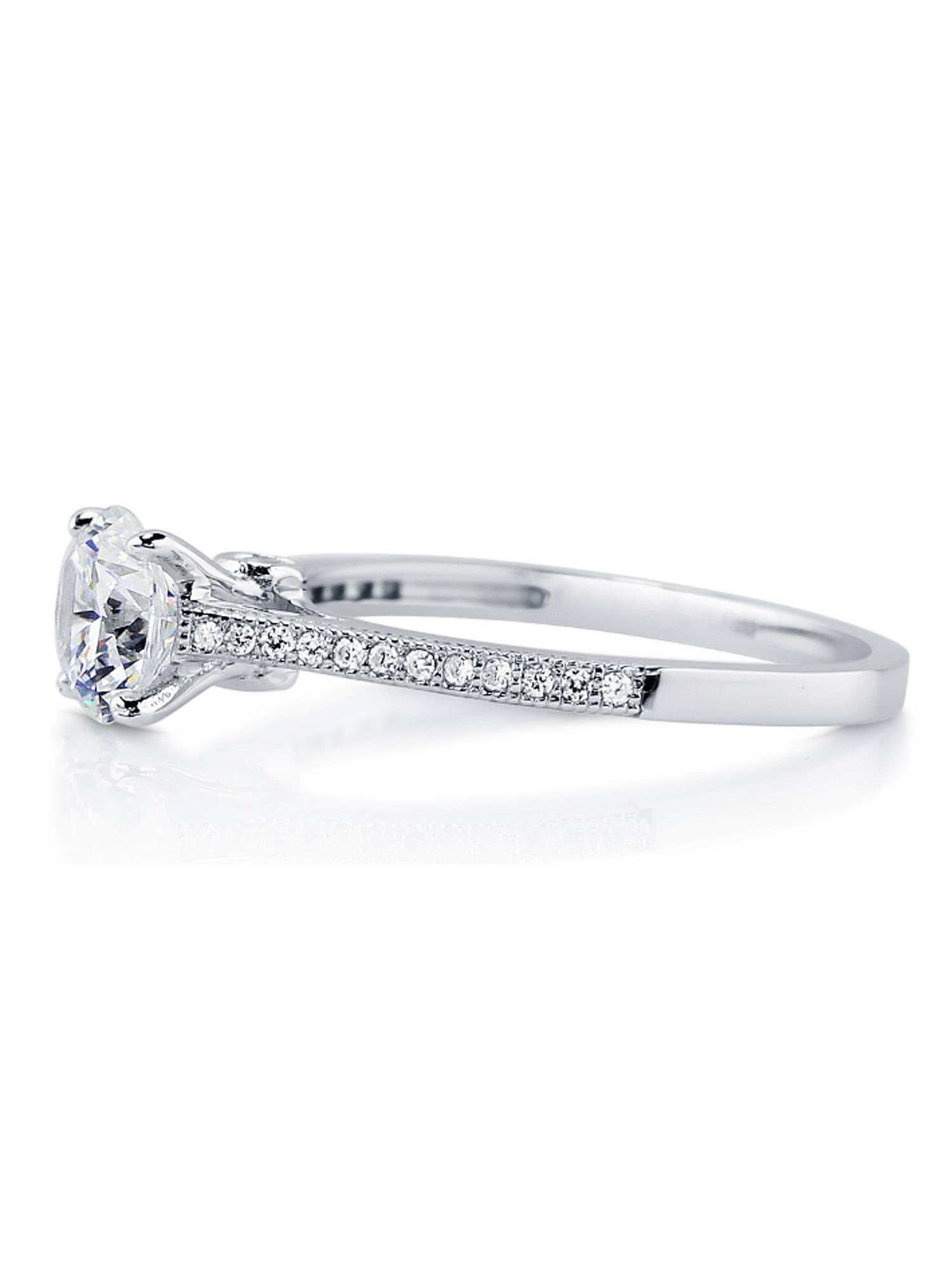 BERRICLE Sterling Silver Solitaire Wedding Engagement Rings 1 Carat Round Cut Cubic Zirconia CZ Promise Ring for Women, Rhodium Plated Size 10