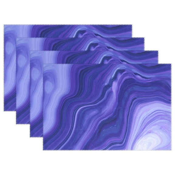 Abstract Purple in Marble Placemats Set of 4 Dining Table Mat Linen Rectangular 12"x18" Washable for Dining Kitchen Party