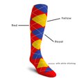 thumbnail image 2 of Golf Knickers Colorful Knee High Argyle Cotton Socks For Men Women and Youth - 5B: Red/Yellow/Royal - Mens, 2 of 2
