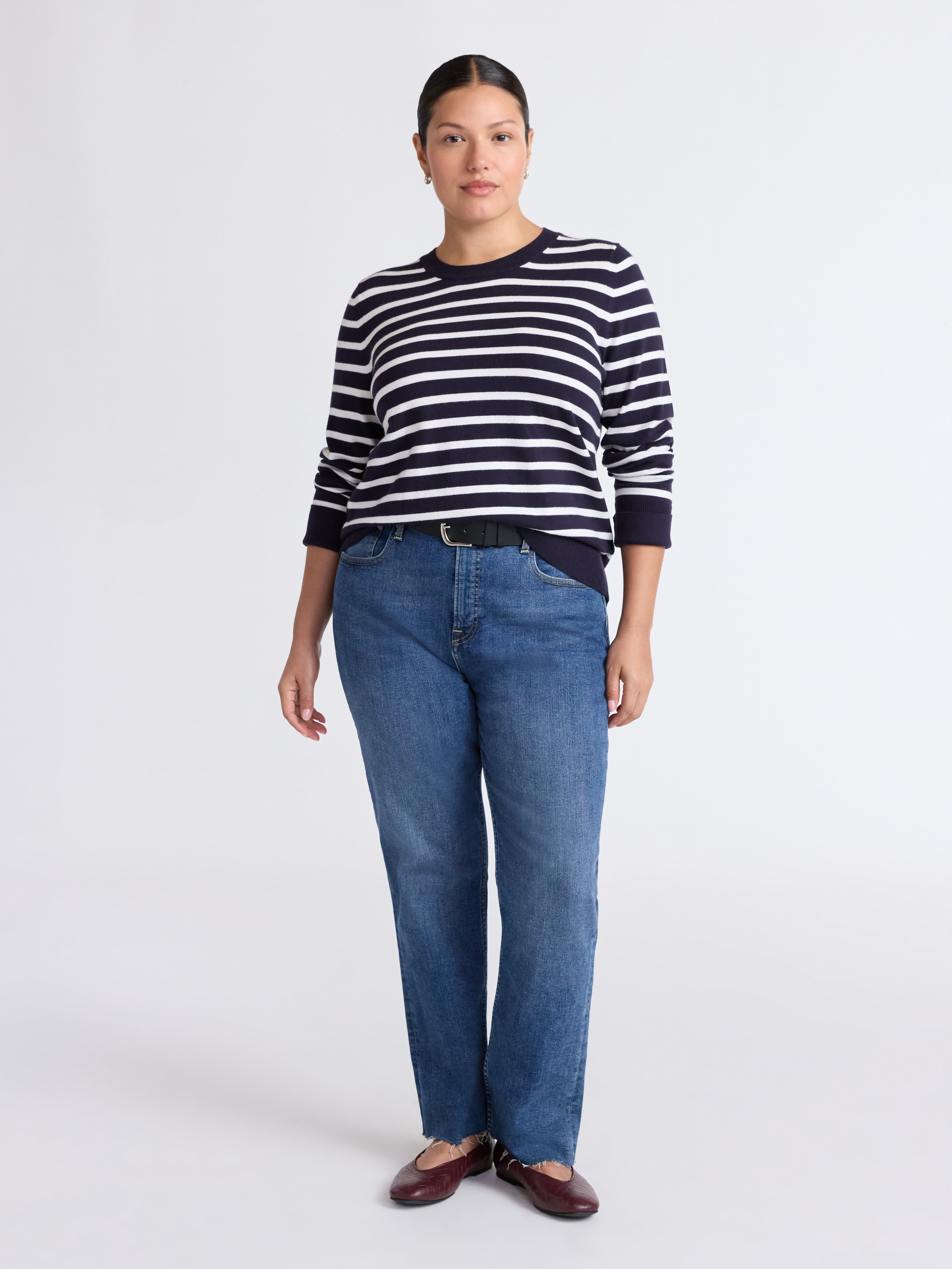 Free Assembly Women's and Women's Plus Cozy Yarn Crewneck Sweater with Long Sleeves. Lightweight, Sizes XS-4X