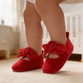 thumbnail image 2 of Ticikt Baby Girls Mary Jane Flats Sparkly Bowknot Dress Crib Shoes Non- for Toddler First Walkers,Color:Red,Size:3-6 Months, 2 of 6