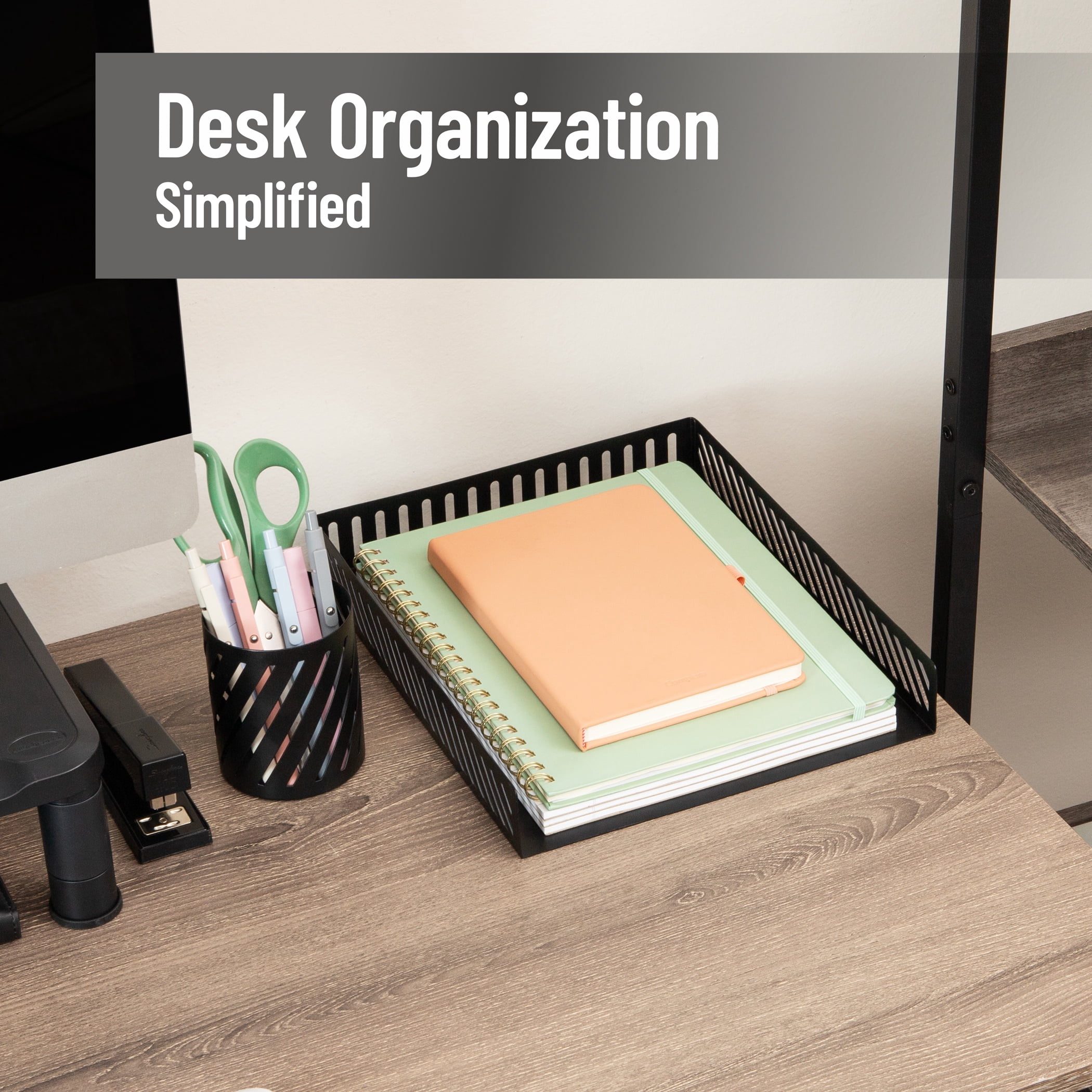 Mind Reader Metal Paper Tray, Desk Organizer for Documents and Files, Letter Size Tray, Desktop Storage, Black