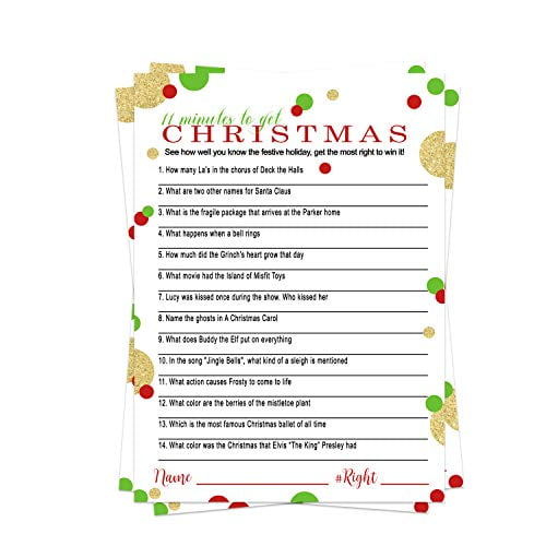 Christmas Trivia Party Game Cards (25 Pack) Holiday Guessing Activity ...