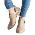 thumbnail image 3 of Gomelly Ladies Booties Slip On Short Bootie Hollow Out Ankle Boots Casual Work Walking Khaki 6.5, 3 of 9