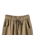 thumbnail image 4 of Tqcoqu Women's Plus Size Cropped Wide Leg Pants Elastic Waist Casual Palazzo Trousers with Pockets,Khaki,Women's M-XXXXL, 4 of 7