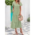 thumbnail image 3 of Vestido de verano KIRUNDO 2025 con botones, cuello en V, plisado, holgado, escalonado, 3 of 9