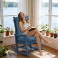thumbnail image 3 of FUNDAZE Outdoor Chair Cushion, 47"L x 19.9"W 1 Piece Cushion W/ Ties for Indoor Outdoor Rocking Chairs, Dark Blue, 3 of 7