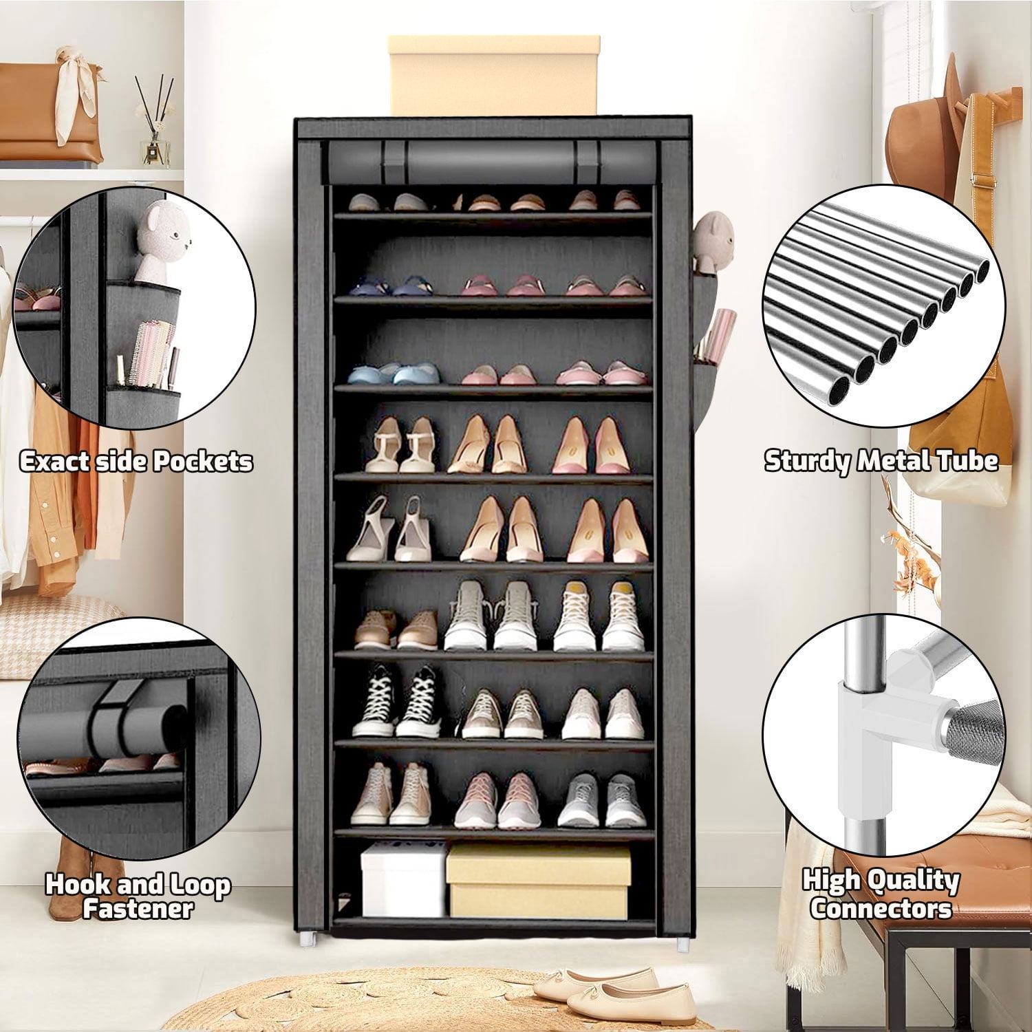 Mainstays 10 shelf organizer shoe rack with cover hotsell